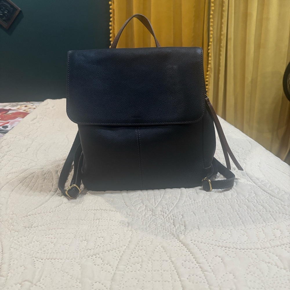 Fossil Black Leather Backpack